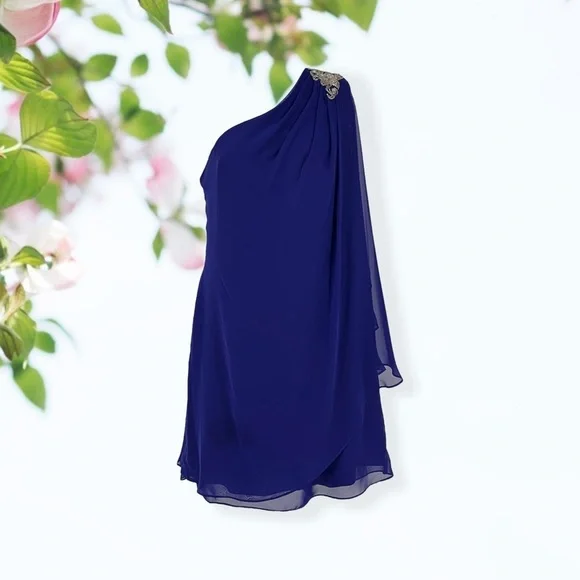 js boutique evening dresses JS BOUTIQUE ~ Blue Chiffon Strapless Sweetheart Hi-Low Evening Gown 6 NEW $188